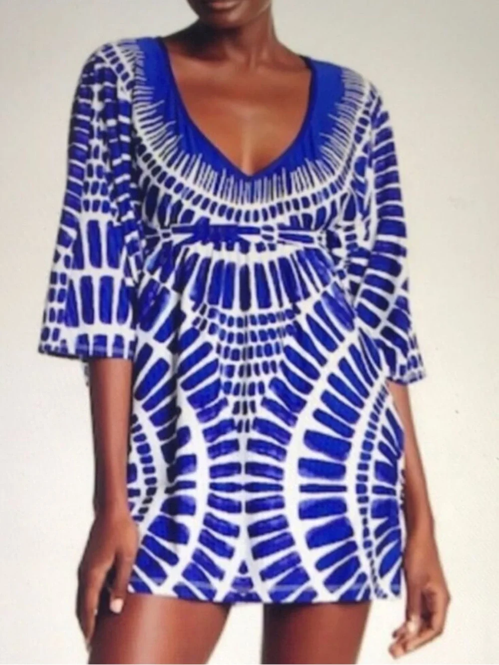 TRINA TURK Algiers Tunic Swim Cover-Up Blue White Size XS